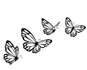 Cercles muraux Papillons en grunge set of butterflies