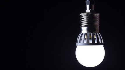electric LED light bulb on a black background - obrazy, fototapety, plakaty