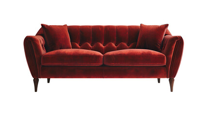 Obraz premium A contemporary sofa upholstered in rich velvet, isolated on, transparent background.