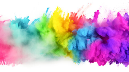 Colorful rainbow paint color powder explosion isolated on white background.

