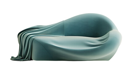  A high-definition photograph showcasing a modern sofa with sleek curves and sumptuous fabrics, transparent background.