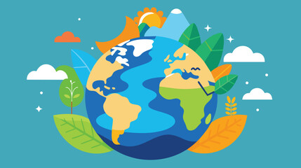 Naklejka premium Vibrant Earth Illustration Depicting Daytime and Nature Elements