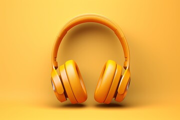 a yellow headphones on a yellow background