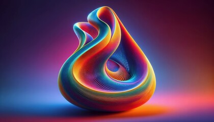 Captivating abstract figure with fluid lines and vibrant gradients in motion