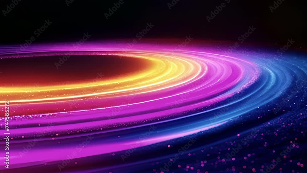 Poster a series of concentric rings gradually shifting in color and density represent market trends over ti
