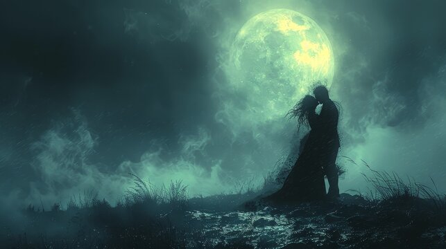 Final hug, under moonlight, marks tearful goodbye for perilous journey ahead.