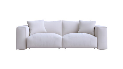  A modern masterpiece of a sofa, boasting sleek curves and luxurious fabric, perfectly showcased, transparent background.