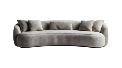  A minimalist modern sofa set against a clean white backdrop, highlighting its sleek silhouette and inviting comfort, transparent background.