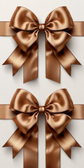Set with Ribbons, Banners, Bows, For Advertising, Commemorative Dates, Birthdays, Weddings, Christmas, Valentine's Day, Mother's Day, Father's Day, Easter - Brown Color