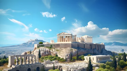 Gardinen Timeless Harmony: Ancient Acropolis and Modern Athens Under a Serene Blue Sky © Rosie