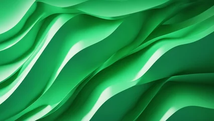 Foto op Canvas green silk background An abstract vector illustration of green 3D waves. The background has curved lines   © Jared