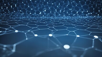 Obraz premium fiber optics background with lots of light spots a blue background with a network of connected lines 