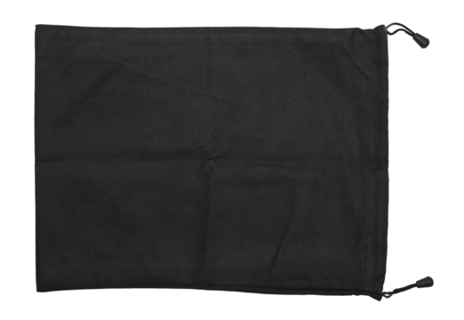 Blank black luxury drawstring pouch isolated on white
