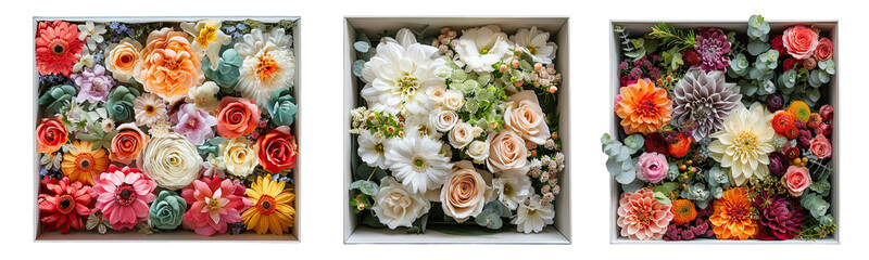 Flower boxes top view isolated on white or transparent background generative 