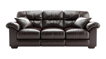 Modern sofa featuring sleek curves and plush fabric, transparent background.