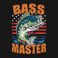 bass master graphics on the background of the American flag