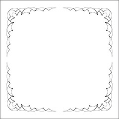 Elegant black and white ornamental frame, decorative border, corners for greeting cards, banners, business cards, invitations, menus. Isolated vector illustration.	
