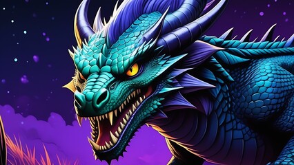 2024 Chinese New Year, year of the Dragon. Chinese zodiac dragon in modern colorful style acrylic art