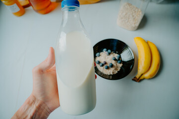 Bright and healthy: Banana, yogurt, and oats combine for a power-packed breakfast - 747592850