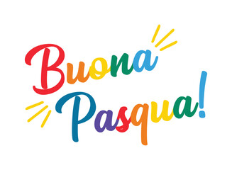 Hand sketched lettering quote Buona Pasqua, Happy Easter in Italian. Isolated on white background.
