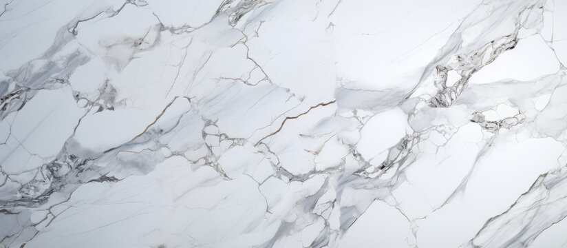 Detailed view of a white marble surface, showcasing the intricate patterns and textures of Statuario marble. This natural Carrara marble stone background is commonly used for interior design,