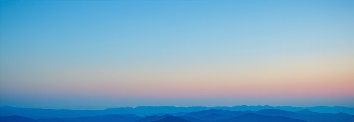 Obraz premium Sky blue background, Banner sunset over the mountains. Natural gradient background. Copy space