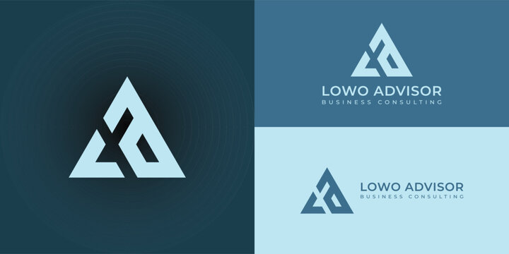 Abstract initial letter LA or AL logo in soft blue color isolated in multiple blue background colors applied for business and consulting company logo also suitable for other brands or companies