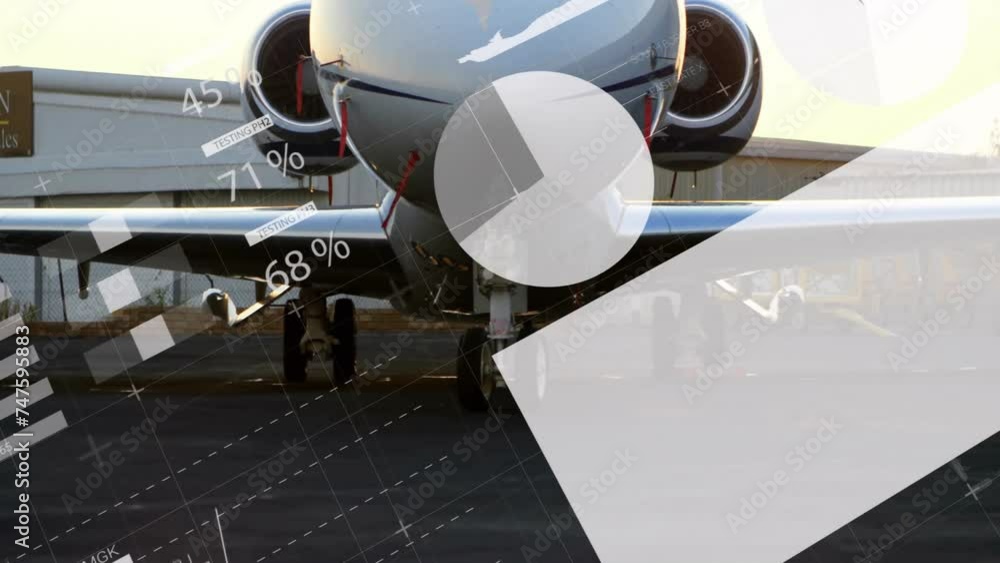 Poster Animation of data processing and diagrams over plane