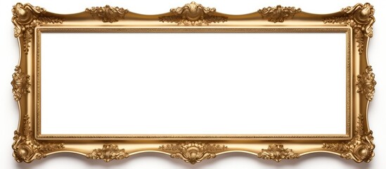 A triple golden frame triptych, designed for paintings, mirrors, or photos, stands elegantly against a plain white background. The frames add a touch of luxury and elegance to any artwork they encase.