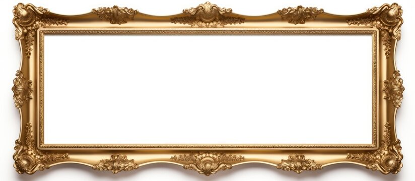 A triple golden frame triptych, designed for paintings, mirrors, or photos, stands elegantly against a plain white background. The frames add a touch of luxury and elegance to any artwork they encase.