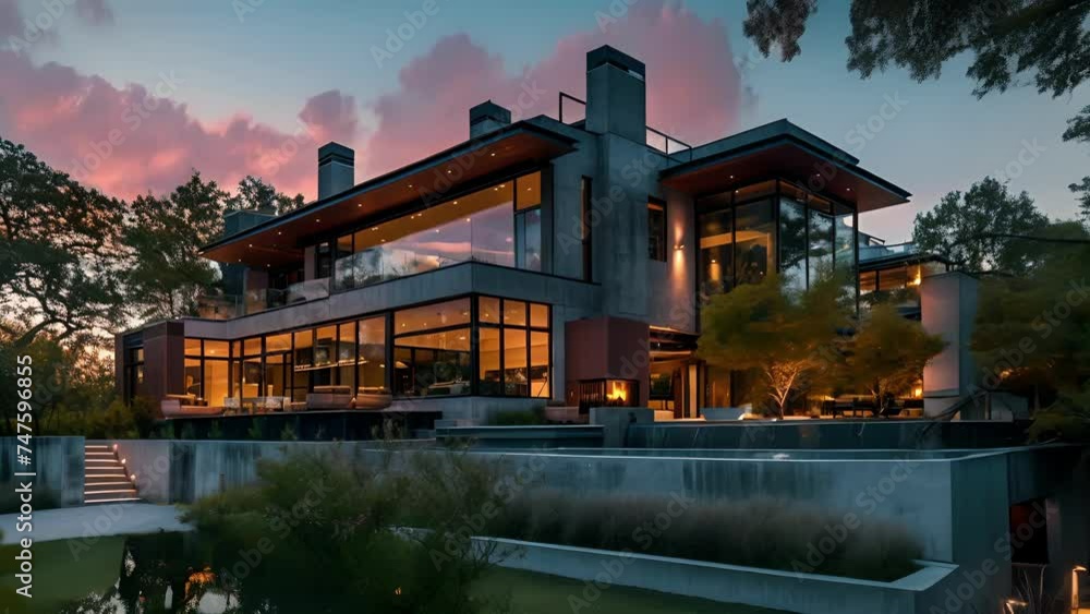 Poster with its brutalist design and use of raw materials this home creates a unique contrast between its i