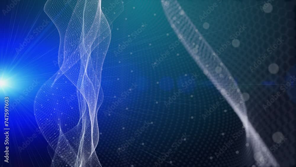 Aufkleber futuristic video animation with wave object and glowing light in slow motion, 4096x2304 loop 4k