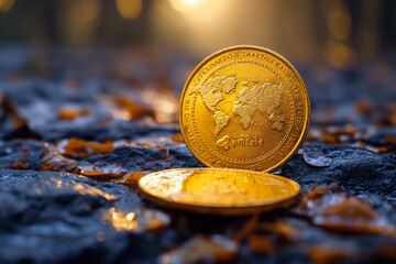 Gold Coin on natural background