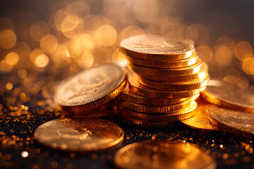 Gold Coin, Investment background image - obrazy, fototapety, plakaty