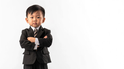asian boy in suit on white