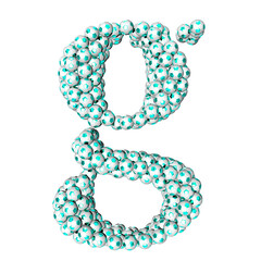 Symbols made from turquoise soccer balls. letter g