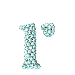 Symbols made from turquoise soccer balls. letter r