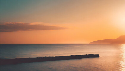 Obraz premium Bright orange sunset over the sea.