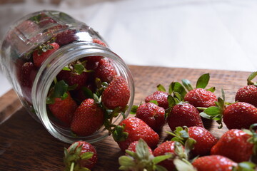organic strawberries in jar