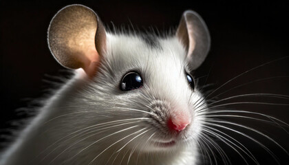 Close-up portrait of a white mouse .