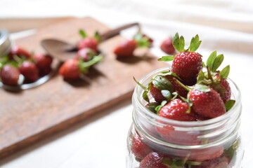 strawberries in jar