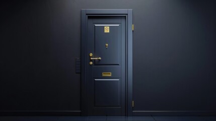 Contemporary security black door with a black wall