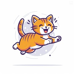 Cheerful cartoon cat jumping joyfully, perfect for fun and playful designs.