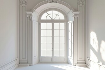 Architectural Elegance: 3D Window Frame Against a Bright Blank Background