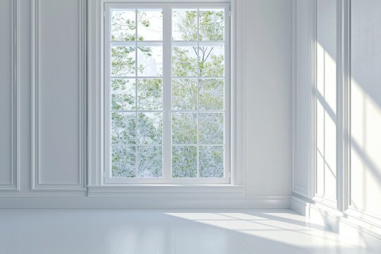 Architectural Elegance: 3D Window Frame Illustration on Clean White Background