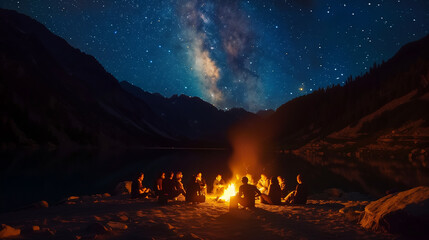 A Group of Friends Sit Around a Fire