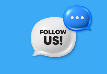 Follow us tag. Text box speech bubble 3d icons. Special offer sign. Super offer symbol. Follow us chat offer. Speech bubble banner. Text box balloon. Vector