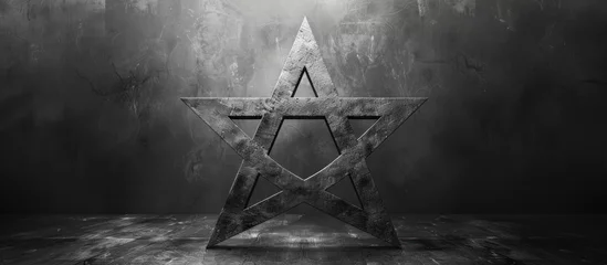 Foto op Canvas A stark black and white depiction of a Star of David. © FryArt Studio