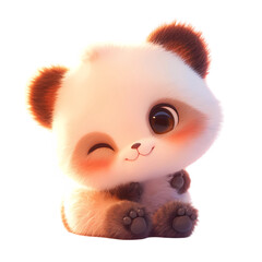 Cute Baby Panda Cartoon Character  3D Rendering