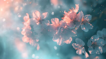 Abstract beautiful tender floral background with blurry bokeh effect in pastel colors for wedding,...